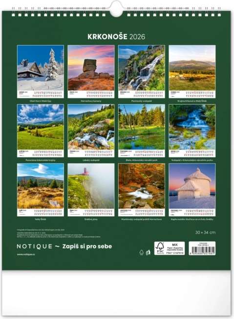 Calendario da parete Krkonoše 2026