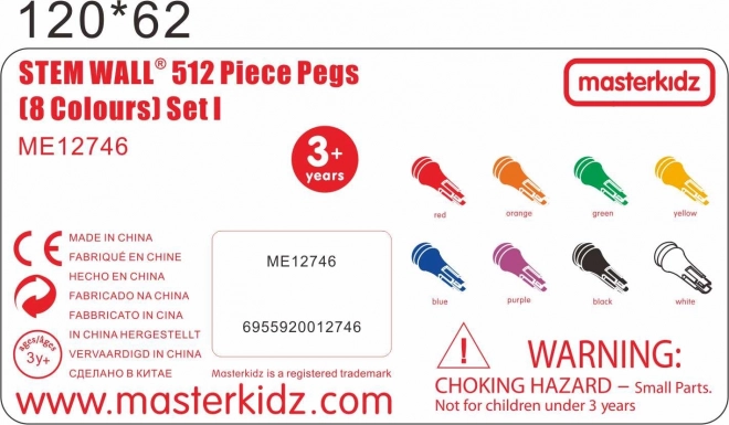 Colorati perni per lavagna didattica Masterkidz 512 pezzi 8 colori