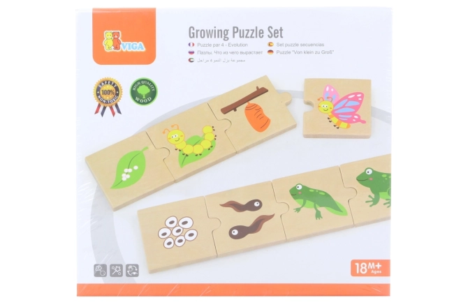 Puzzle in legno animali e piante crescenti