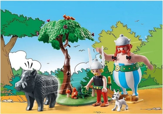 Set con figurine Asterix Caccia al cinghiale