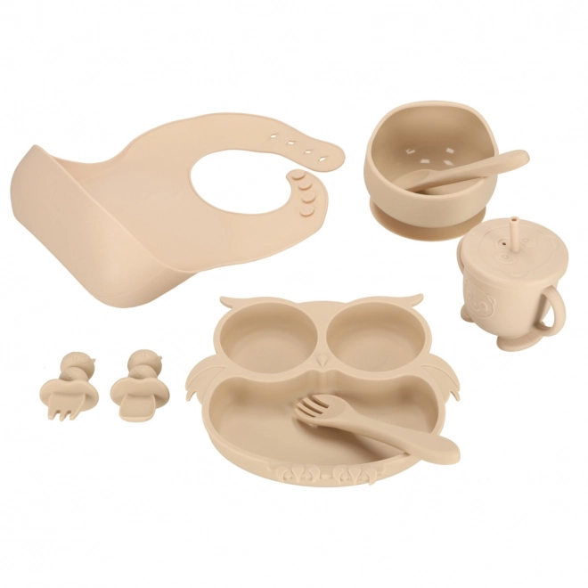 Set pasto in silicone per bambini con gufo