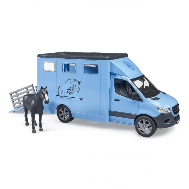 Camioncino Trasporto Animali MB Sprinter con Cavallo di Bruder