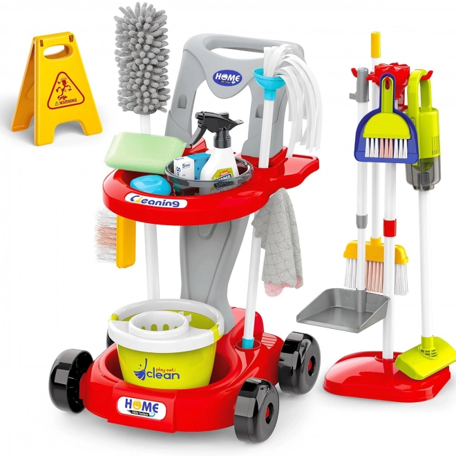 Woopie set pulizia XXL carrello 3in1 con 29 pezzi rosso