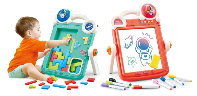 Lavagna da disegno bifacciale e gioco Tetris 2 in 1