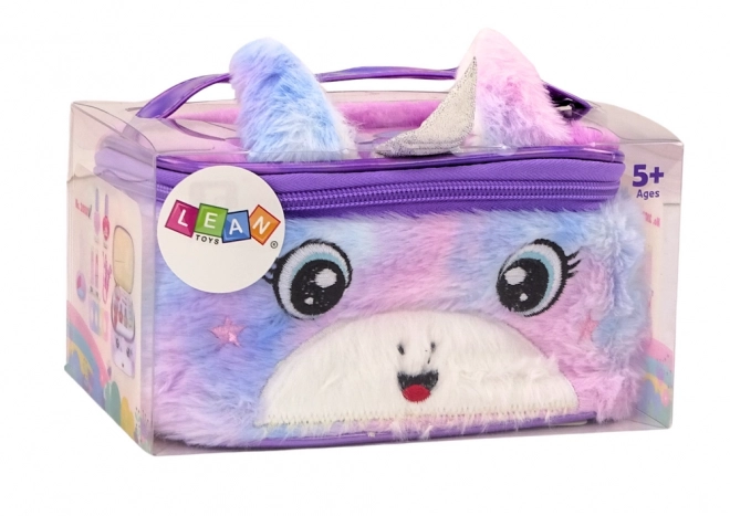 set di bellezza unicornio con beauty case in peluche