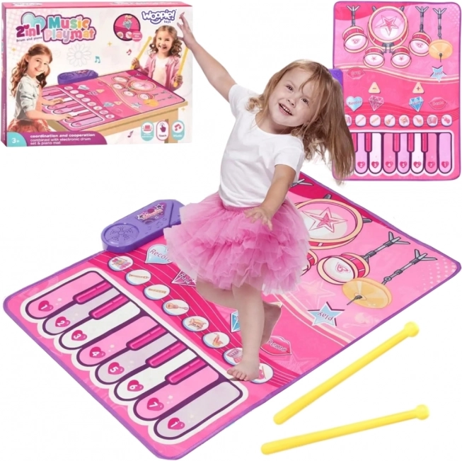 WOOPIE Grande Tappeto Musicale 2 in 1 Batteria e Pianoforte Interattivi