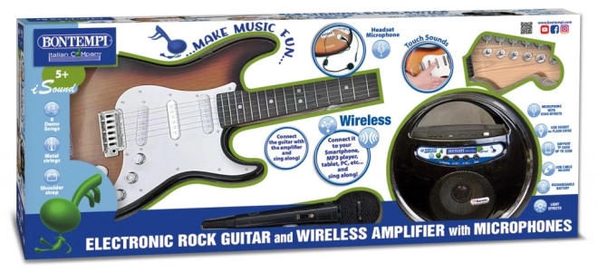 Chitarra Rock Elettrica con Amplificatore, Microfono e Auricolare