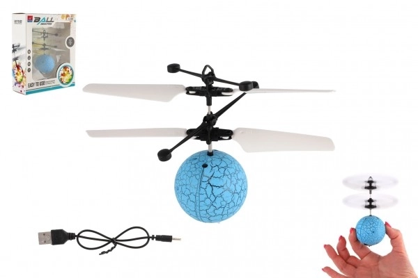 Sfera a elicottero che reagisce ai movimenti con cavo USB blu
