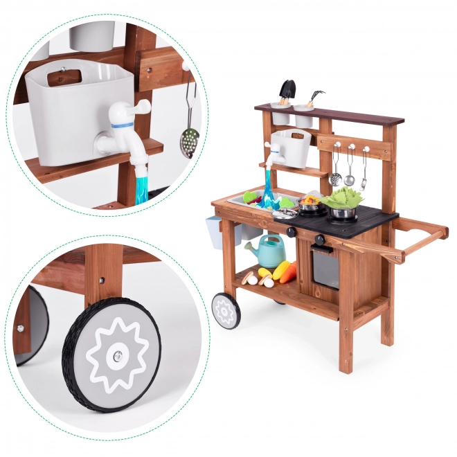 Cucina da giardino per bambini ECOTOYS con accessori in legno di abete