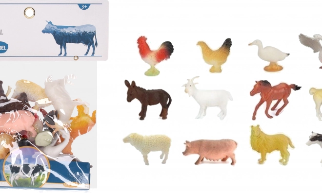 Set di figure animali da fattoria 12 pz