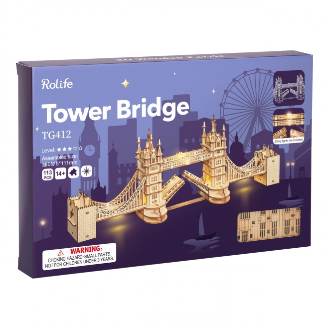 Puzzle in legno 3D Tower Bridge illuminato