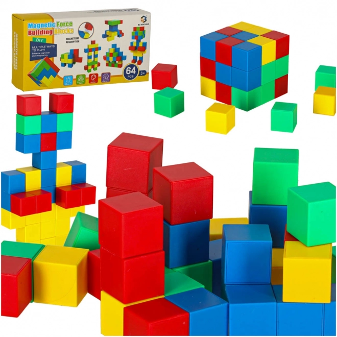 Blocchi da costruzione magnetici - set cubico 64 pezzi