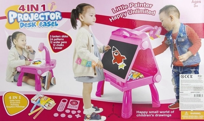 Lavagna rosa con proiettore per disegnare e dipingere