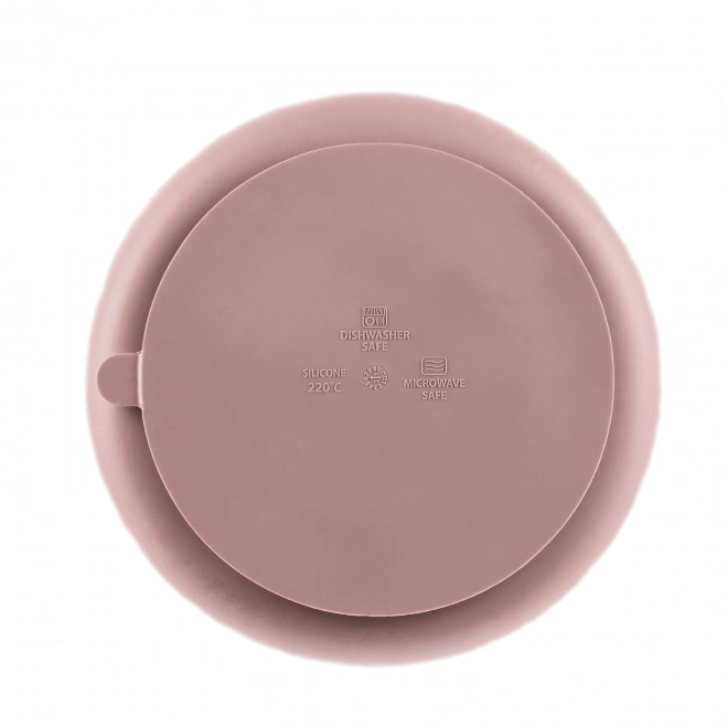 Piattino in silicone con divisori ventosa old pink