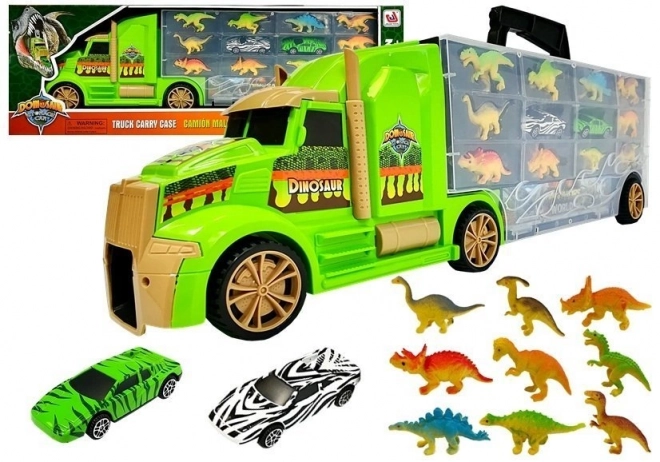 Camion Trasportatore con Dinosauri Verde