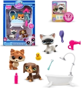 Set da Bagno Littlest Pet Shop con 3 Animaletti