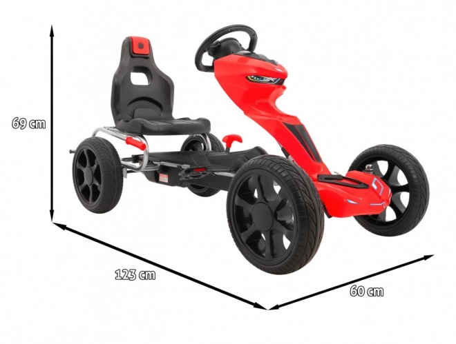 Grand Ride go-kart a pedali per bambini 3+ Rosso + Ruote EVA + Sedile regolabile + Freno a mano