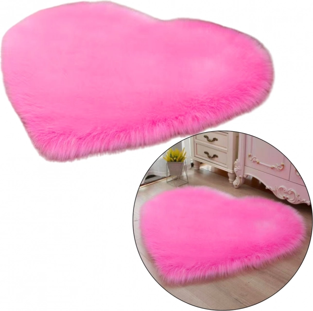 Tappeto peluche rosa a forma di cuore 40x50 cm