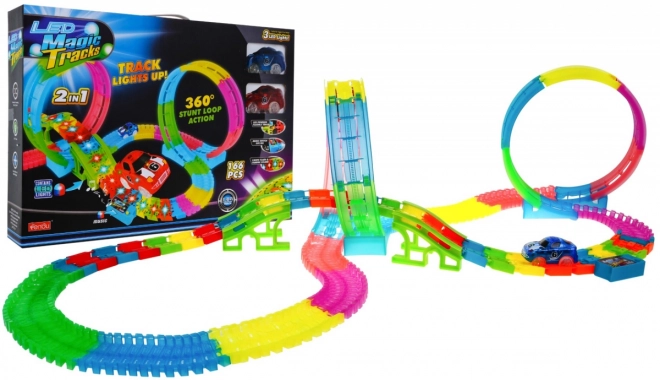 Pista da corsa luminosa per bambini 3+ con loop a 360 gradi e salite