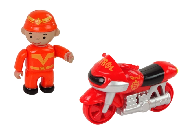 Motocicletta con figura di pompiere