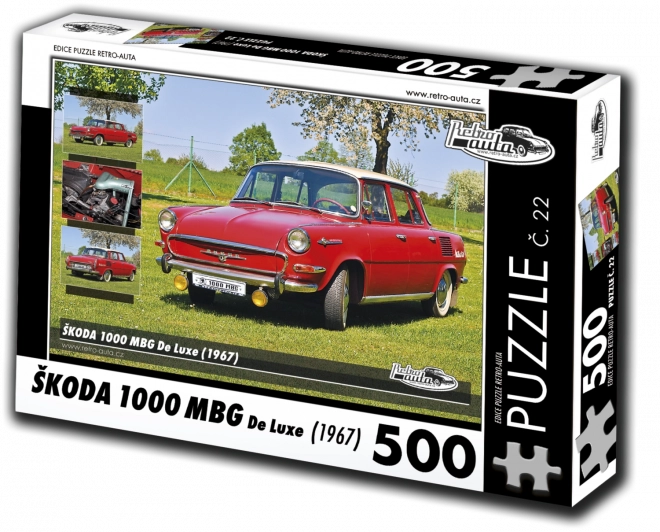 Puzzle Retro-Auta Škoda 1000 MBG De Luxe 1967 500 pezzi