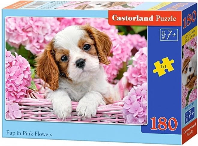 Puzzle Cucciolo Tra I Fiori Rosa 180 Pezzi