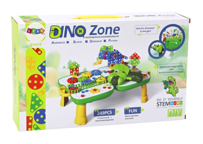 Set bricolage valigetta con tavolo e blocchi dinosauro