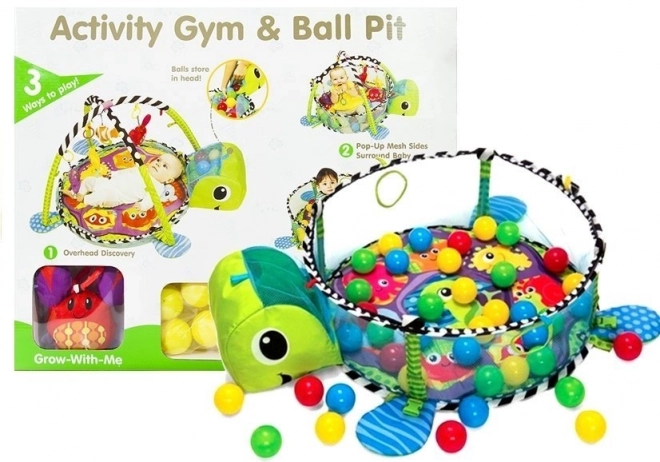 Tappeto Educativo Per Bambini Tartaruga 3 in 1 Piscina Palline