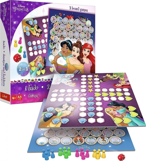 Gioco 2 in 1 Ludo / Serpenti e Scale, Principesse Disney