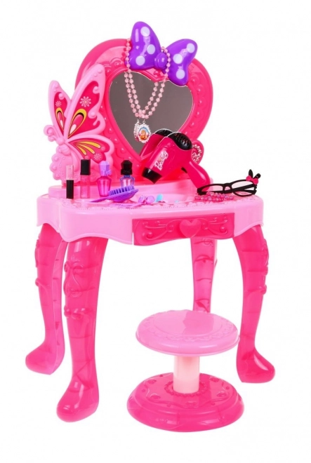 Toeletta rosa con accessori per bambine 3+ con asciugacapelli interattivo e luci