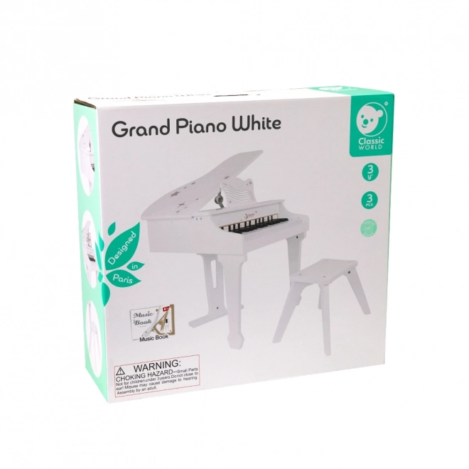 Pianoforte grande per bambini con sgabello e libro di apprendimento Classic World