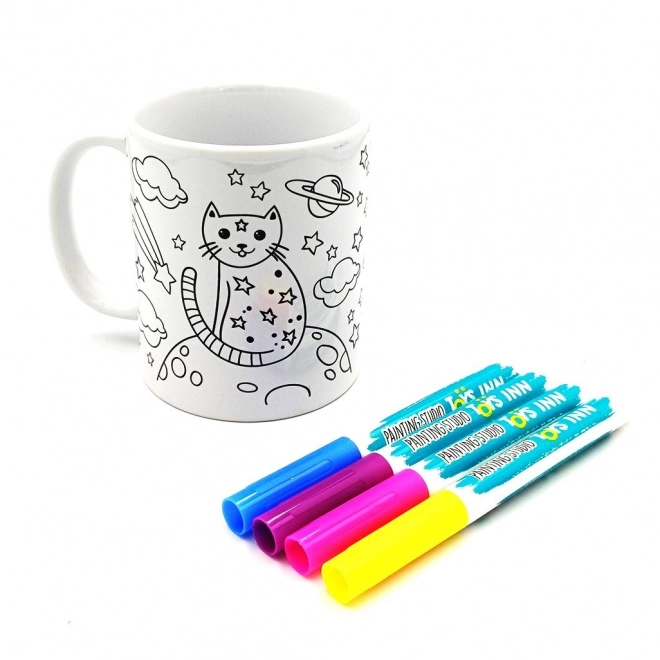 Tazza in ceramica da colorare con motivo di gatto