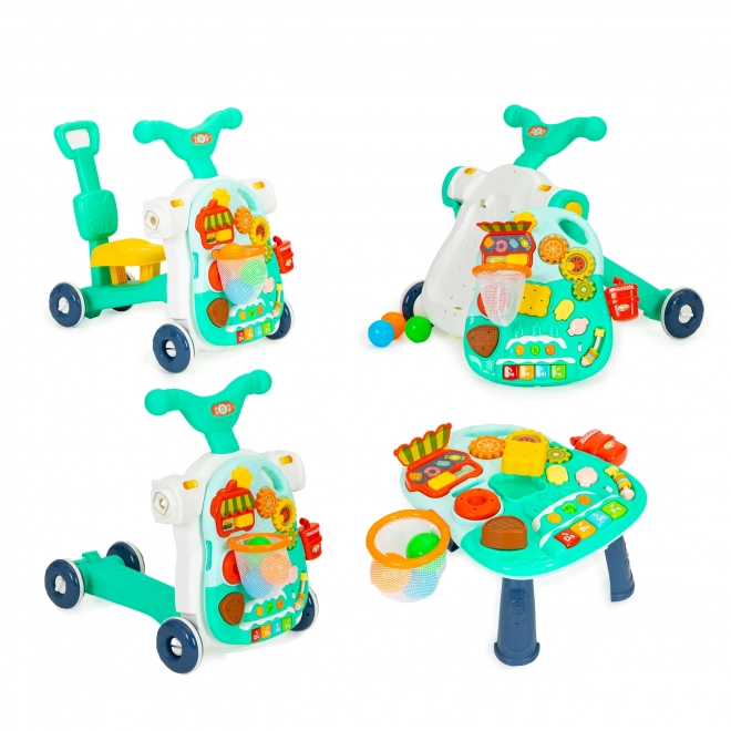 Gioco Montessori 4 in 1 per Bambini - Passeggino, Cavalcabile, Scooter e Tavolo Educativo