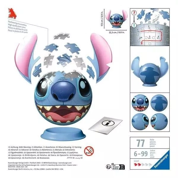 Puzzle 3D Disney Stitch con orecchie 72 pezzi