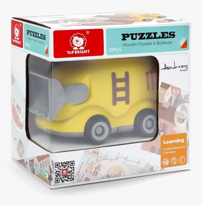 Puzzle in legno con giocattolo Buldozer Top Bright 24 pezzi