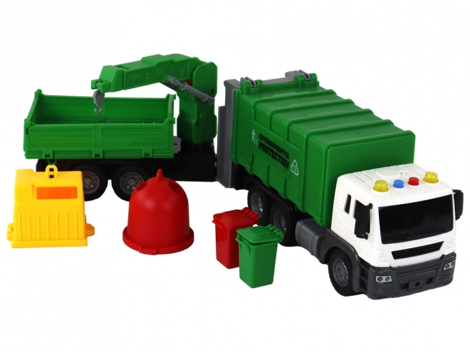 Camion Rifiuti con Gru Frizione Verde 1:16