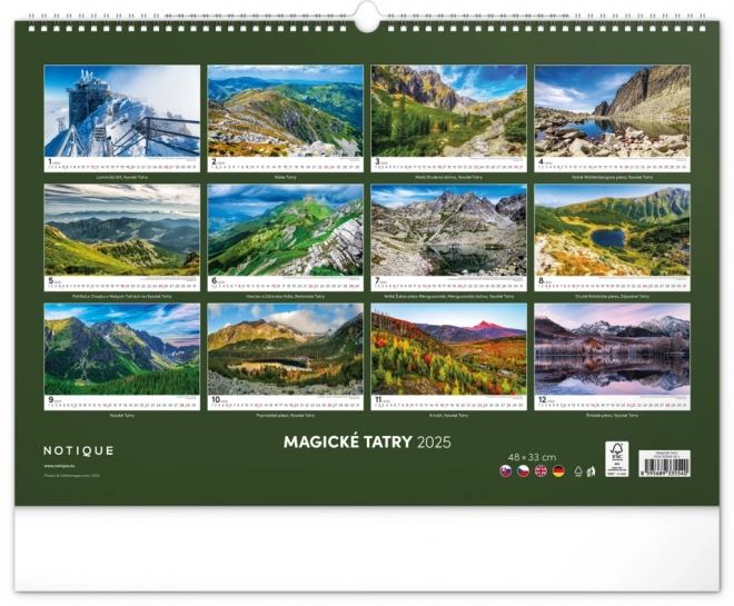 Calendario da parete Magiche Tatra 2025