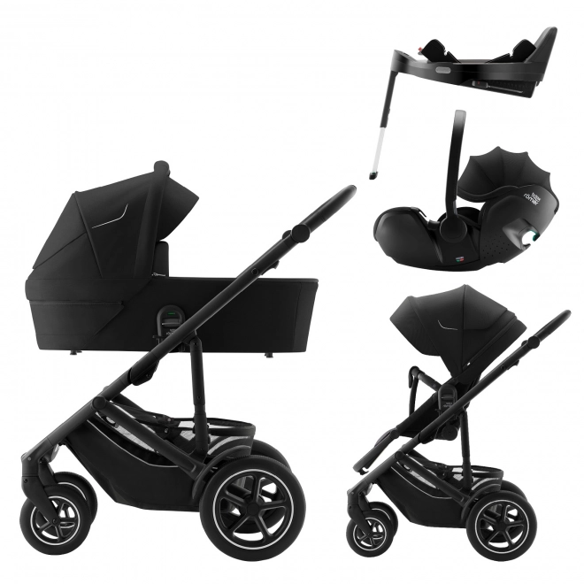 Set Passeggino Smile 5Z + Navicella + Seggiolino Auto Baby-Safe PRO + Base Vario 5Z Classic, Space Black