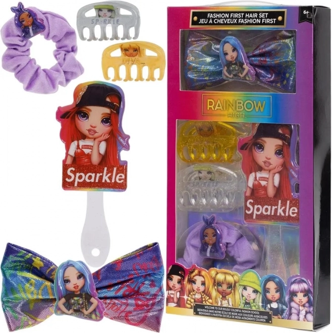 Set di accessori per capelli scintillanti Rainbow High per ragazze