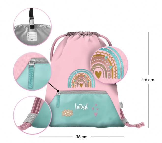 Zaino scuola Zippy Rosa Baagl - Set di 3 pezzi