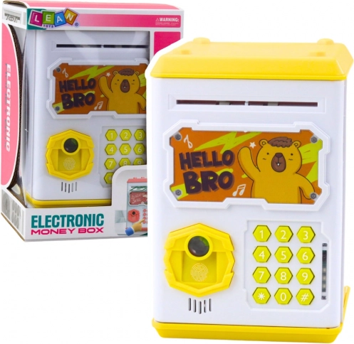 Cassaforte elettronica per bambini gialla con capibara