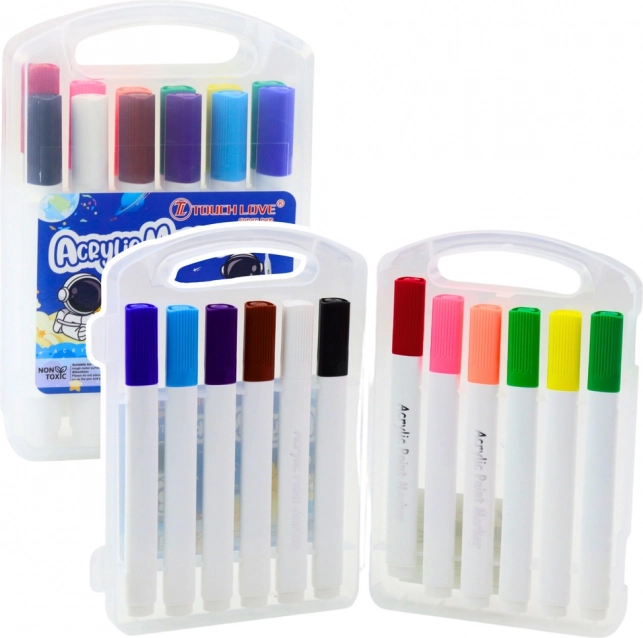 Set di pennarelli acrilici in organizer 12 pz