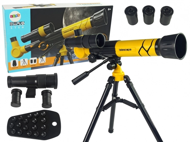 Telescopio educativo con supporto per telefono giallo