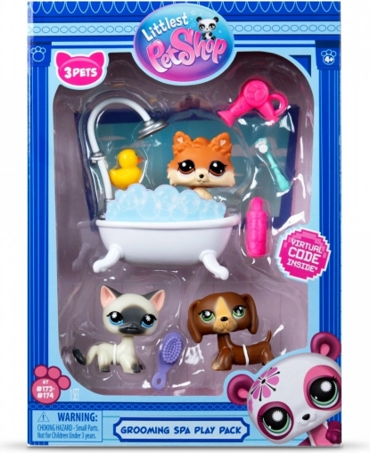 Set da Bagno Littlest Pet Shop con 3 Animaletti
