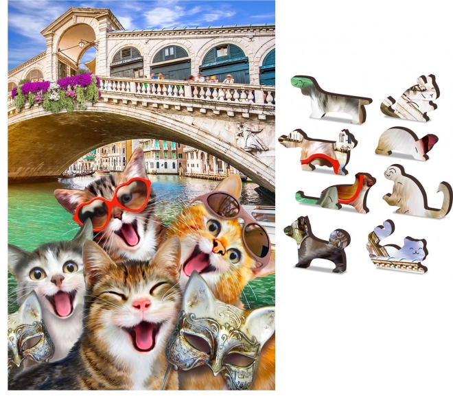 Puzzle di Legno Gatti a Venezia 2 in 1