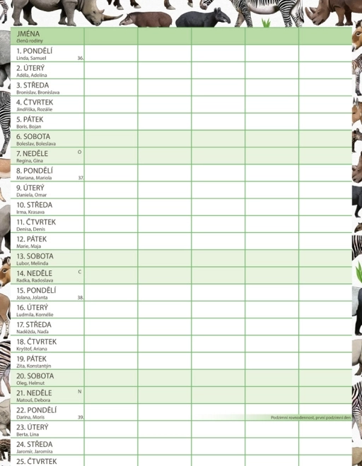 Calendario pianificatore familiare Animalium 2026