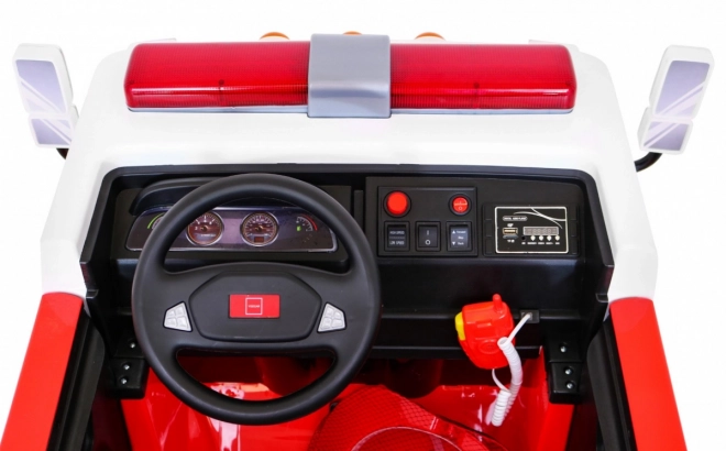 Auto pompieri per bambini a batteria + Cannone ad acqua + Megafono + Rubinetto dei pompieri + Pilota