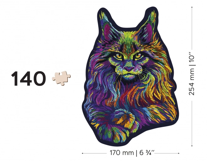 Puzzle in legno Gatto Selvaggio Arcobaleno 140 pezzi