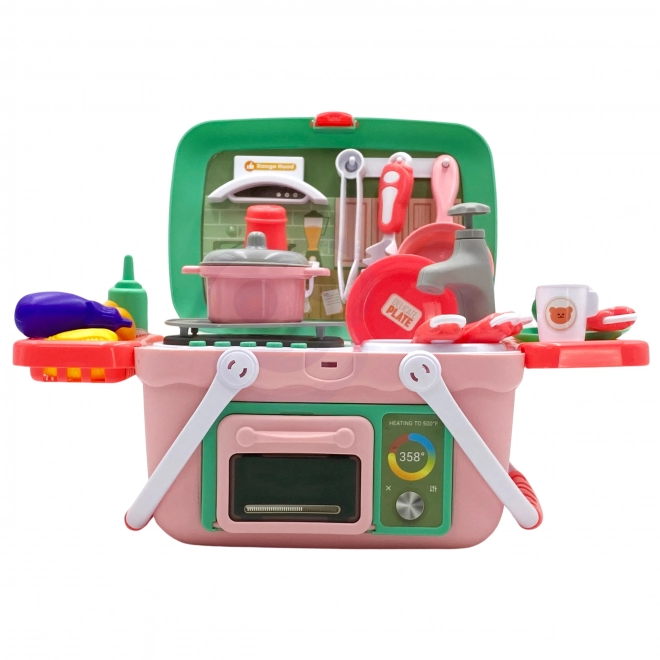 Set da Piccolo Chef con Cucina Portatile in Cesta