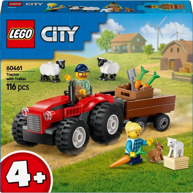 Trattore rosso con rimorchio e pecora Lego City